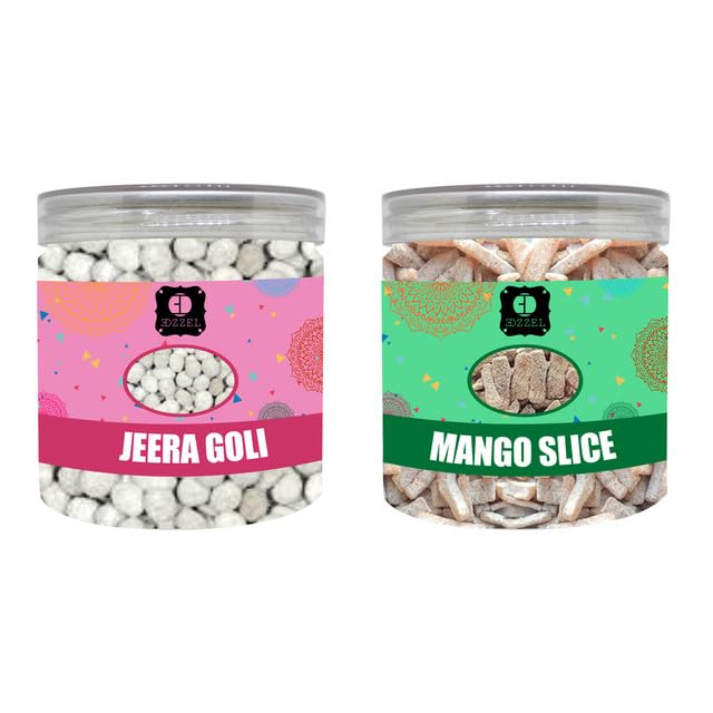 EDZZEL Natural Jeera Goli And Mango Slice 3.52 OZ (100 gm) | PACK OF 2 Combo