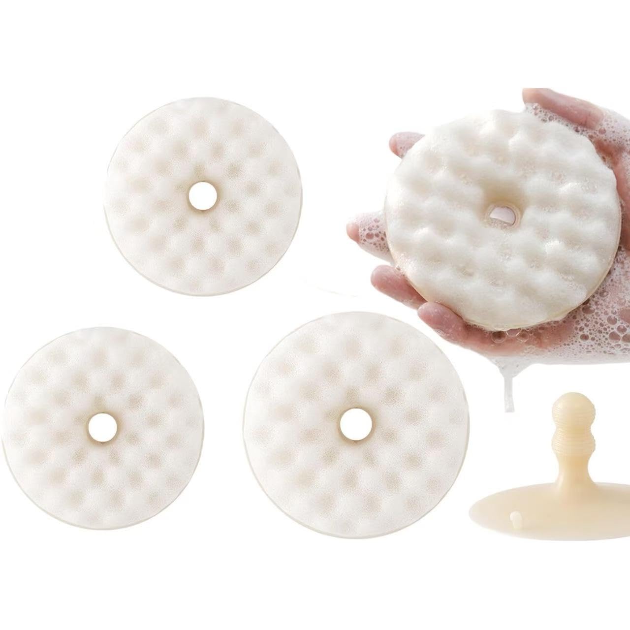 4Pcs Dual-Sided Kitchen Sponges with 2 Suction Cups - Honeycomb Shape, Non-Scratch Natural Scrub Sponges for Dishes, Kitchen, Bathroom Cleaning