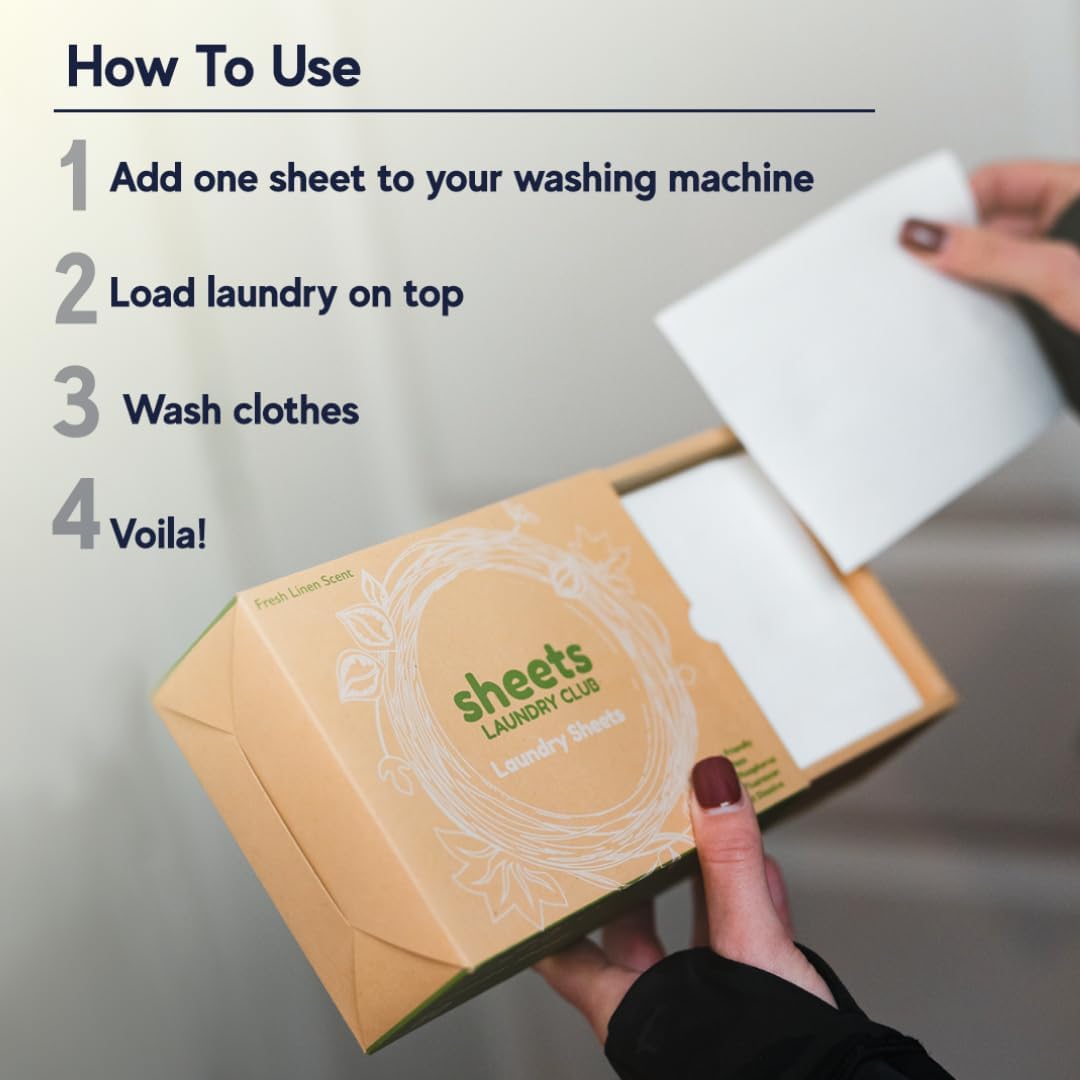 Sheets Laundry Club - Liquidless Laundry Detergent Sheets, 100 Loads - Fragrance Free Scent, Eco-Friendly, Quick-Dissolving Formula, Hypoallergenic