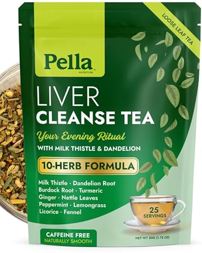Liver Cleanse Tea - 10-Herb Formula with Milk Thistle Dandelion Burdock Turmeric Ginger Nettle Leaves Peppermint Lemongrass Licorice & Fennel - Vegan