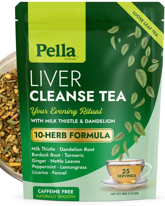 Liver Cleanse Tea - 10-Herb Formula with Milk Thistle Dandelion Burdock Turmeric Ginger Nettle Leaves Peppermint Lemongrass Licorice & Fennel - Vegan