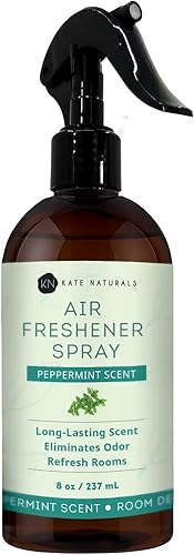 Kate Naturals Peppermint Air Freshener Spray for Room & Car with Natural Mint. Odor Eliminator Peppermint Spray for Bathroom & Linen (8 fl oz, Pet