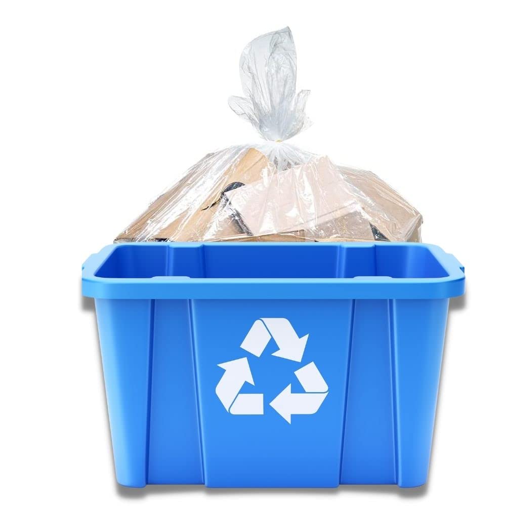 Plasticplace 14 Gallon Clear Recycling Trash Bags ? 1.2 Mil Garbage Can Liners ? 21"x16"x27’’ (200 Count), R14121CL