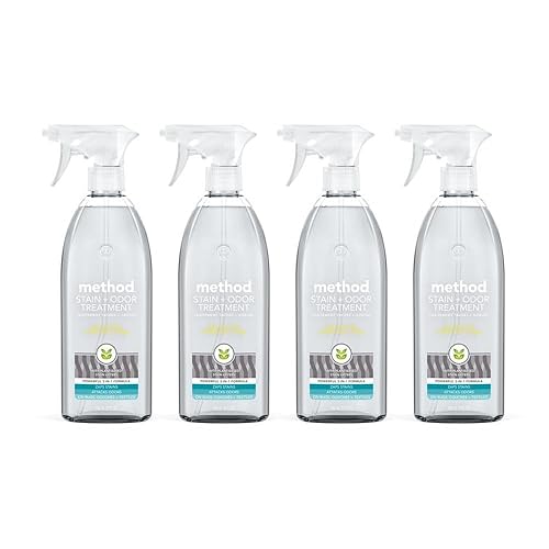 [4 Pack] Spearmint Sage Scent Stain and Odor Remover 20 oz Spray with Adhesive Remover - Stain Remover Spray - Enzyme Cleaner, Laundry Booster