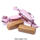 Fun Express Light Pink Foil Wrapped Caramels Candy Bulk 2lb Bag - Soft Chewy Caramel Chews Individually Wrapped for Wedding Candy Buffet | Premium