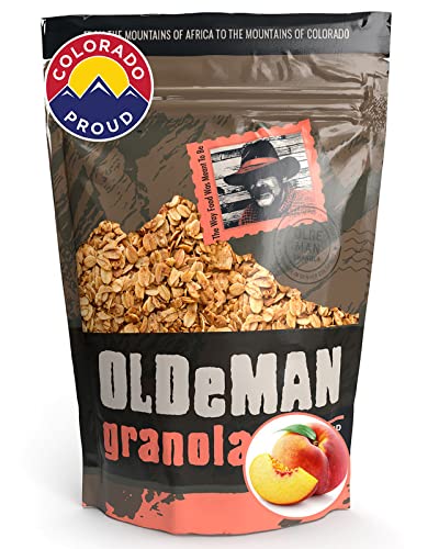 Olde Man Granola Gluten Free Granola - Non-GMO Healthy Granola Cereal - Soft Whole Grain Oats, Butter, Brown Sugar - Handmade in Colorado (Peach