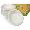 CantaGreen 12 OZ Compostable Bowls,100 Count Heavyduty Sugarcane/Bagasse and Bamboo Fibre Biodegradable Disposable Paper Bowls