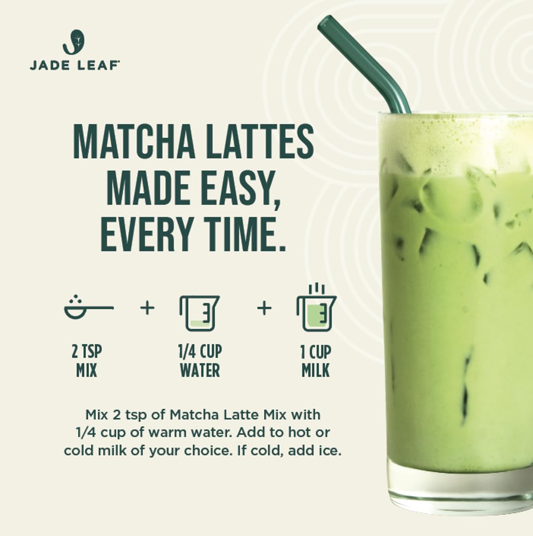 Jade Leaf Matcha Organic Matcha Latte Mix - Bulk Value Size - Lightly Sweet Japanese Matcha Green Tea Powder with Organic Cane Sugar for Café Style