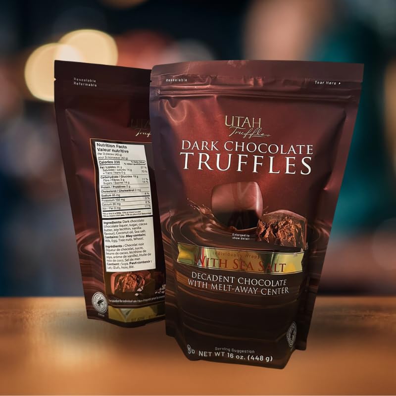 Utah Truffles Sea Salt Dark Chocolate, 16 oz each - Total 32 oz - 2 pack
