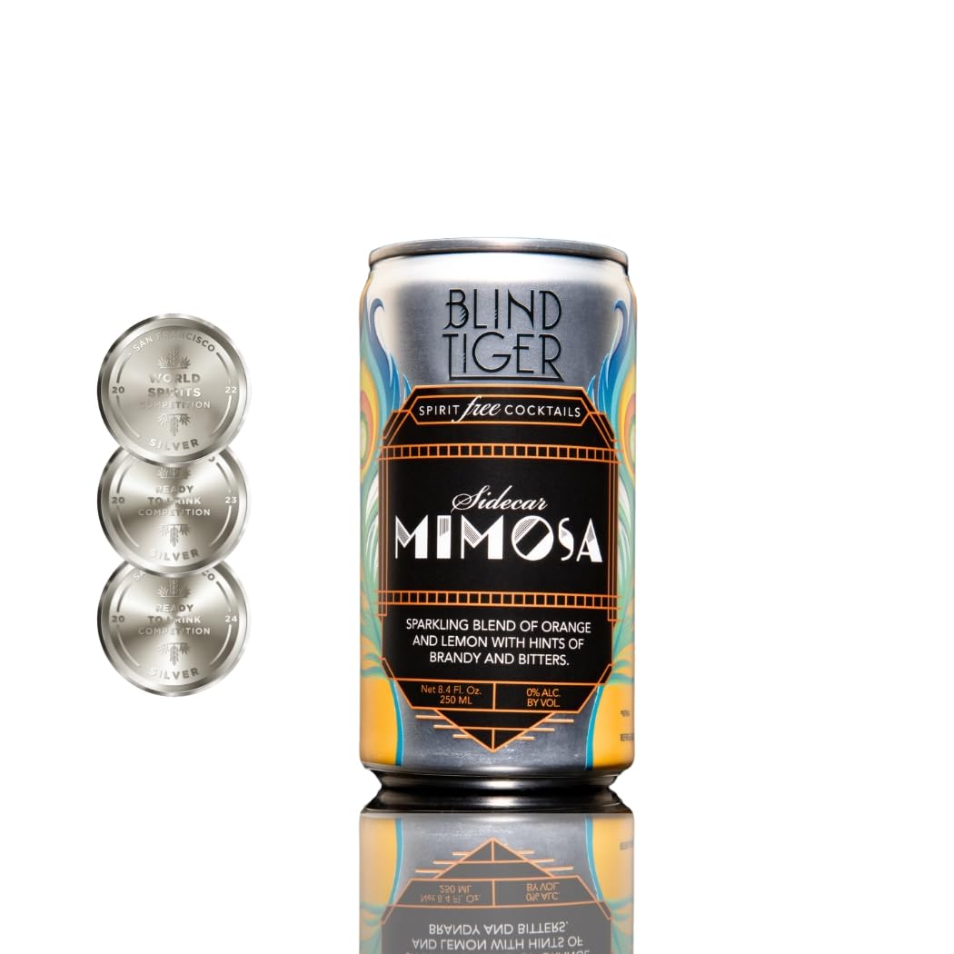 Blind Tiger Sidecar Mimosa 4-Pack | Orange, Lemon & Bitters Non-Alcoholic Sparkling Mocktail| Crafted with Natural Ingredients | Mixers, Cocktails