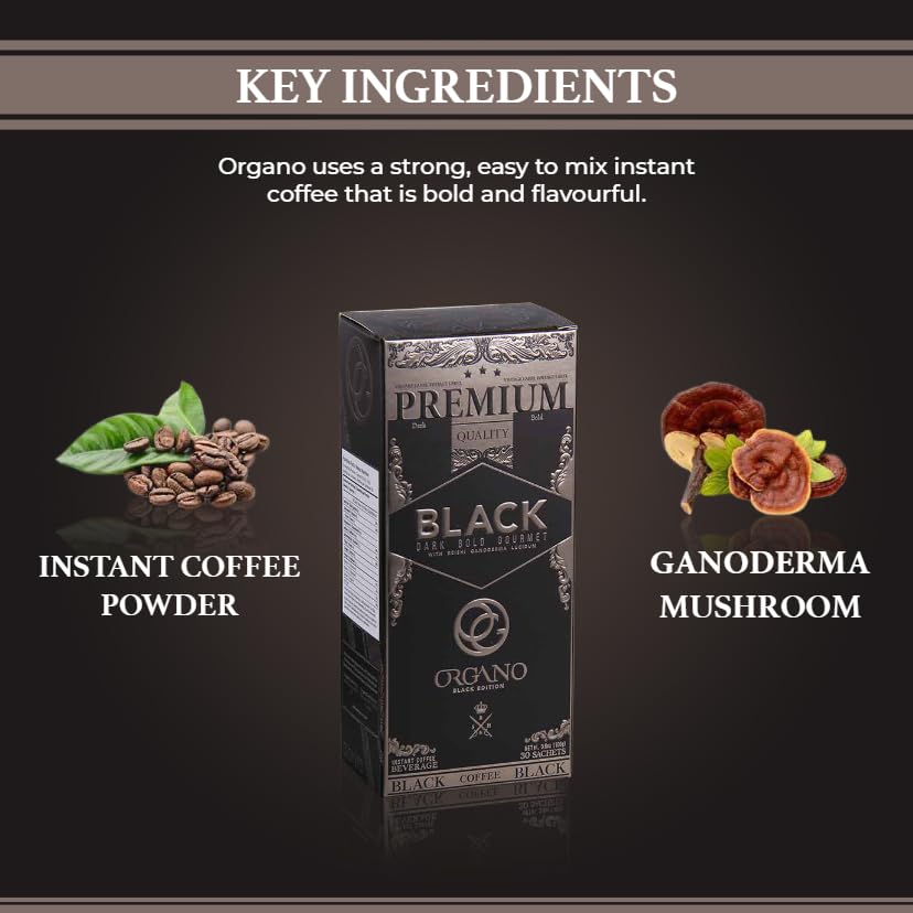 ORGANO 4 Boxes Gourmet Black Coffee, 100% Certified Ganoderma Lucidum (120 Sachets)