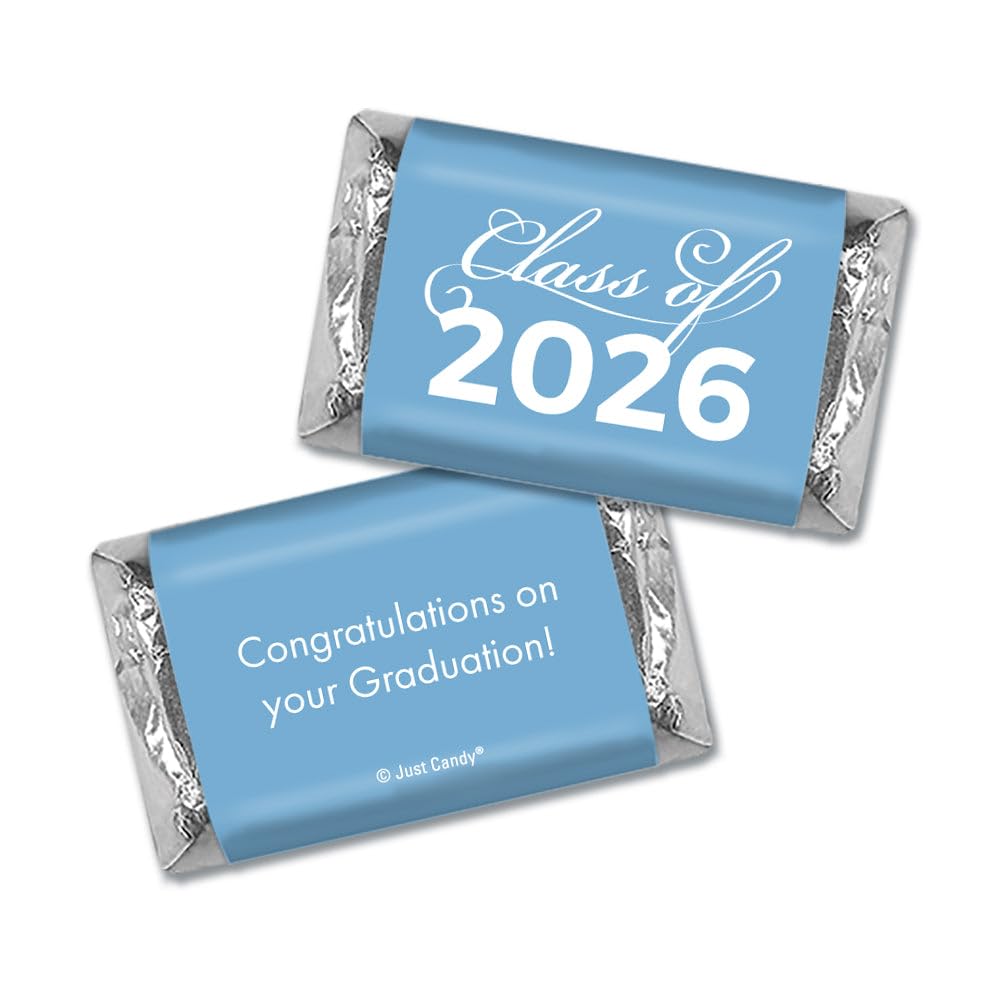 34 Pcs Light Blue Graduation Class Of 2026 Wrapped Miniatures (10oz Bag)
