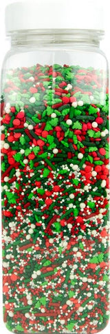 Betty Crocker Fusion Sprinkles Christmas Mix Bottle Festive Red, Green & White Holiday Sprinkles for Decorating Cookies, Cupcakes & Cakes, 26oz