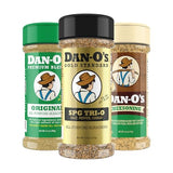 Dan-O’s SPG Tri-O, Original & Cheesoning Variety Pack - 3 Bottles - Salt Pepper Garlic, All Purpose & Parmesan Seasoning Bundle