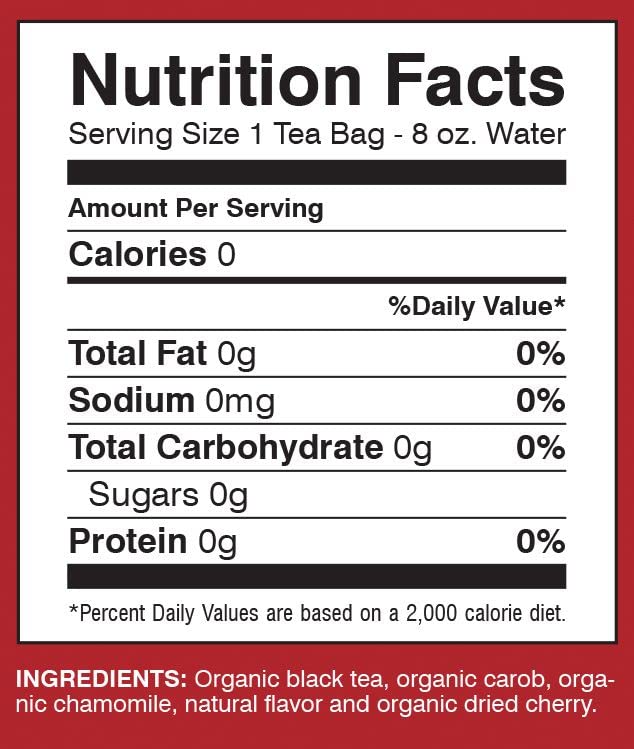 Davidson's Organics, Cherry Vanilla, 25-count Tea Bags, Pack of 6