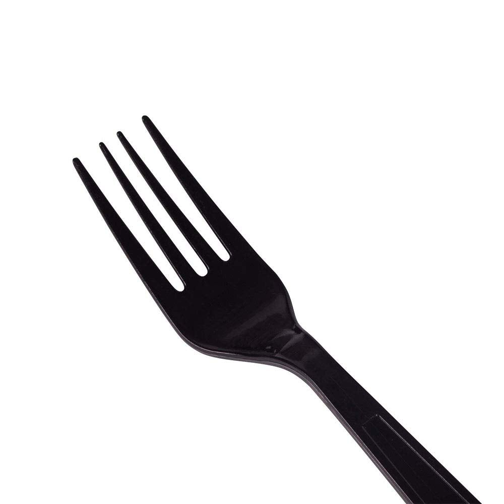 Karat U3520B 7" PS Poly-Wrapped Heavy-Weight Disposable Fork, Black (Pack of 1000)