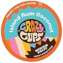 Crazy Cups Flavored Coffee Pods, Island Rum Coconut Single Serve Coffee Cups for K Cup Keurig Machines, Brew Hot or Iced, 22 Count