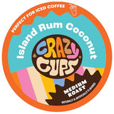 Crazy Cups Flavored Coffee Pods, Island Rum Coconut Single Serve Coffee Cups for K Cup Keurig Machines, Brew Hot or Iced, 22 Count