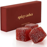 Spicy Cubes Hot Peach Gummies - Sweet & Spicy Chili Sugar Coating - Maca Root & Muira Puama for Energy, Mood & Vitality - Fun Treat for Couples