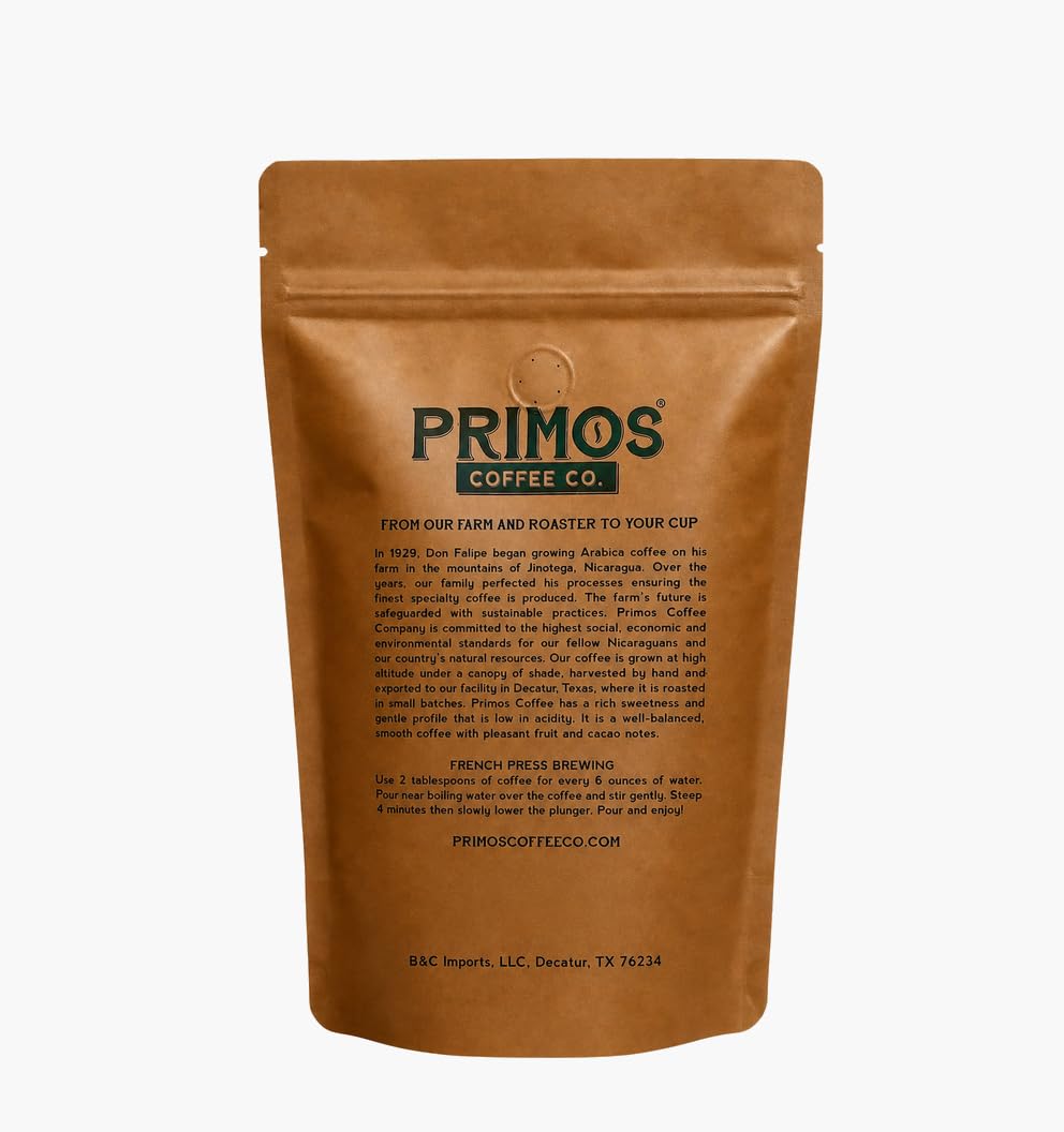 French Press Specialty Coffee, Coarse Ground, Primos Coffee Co (Medium Roast, 12 Oz)