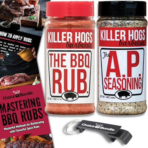 Killer Hogs AP All Purpose Seasoning & The BBQ Rub Premium Variety 2 Pk (25 oz) + Barbecue Masters & Bottle Opener (4 Items)!
