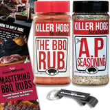 Killer Hogs AP All Purpose Seasoning & The BBQ Rub Premium Variety 2 Pk (25 oz) + Barbecue Masters & Bottle Opener (4 Items)!