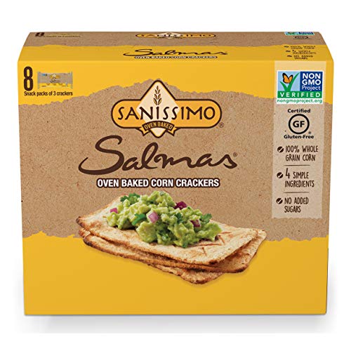 Sanissimo Salmas Oven Baked Corn Crackers, 100% Whole Grain Corn, Gluten Free, Non-GMO Project Verified, 8 Individually Wrapped Snack Packs (3