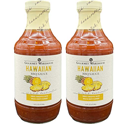 Gourmet Warehouse Hawaiian BBQ Sauce, Premium Barbecue Sauces Handcrafted In Small Batches Gluten-Free, HFCS-Free, Delicious Sauce 16 Ounces Bottle