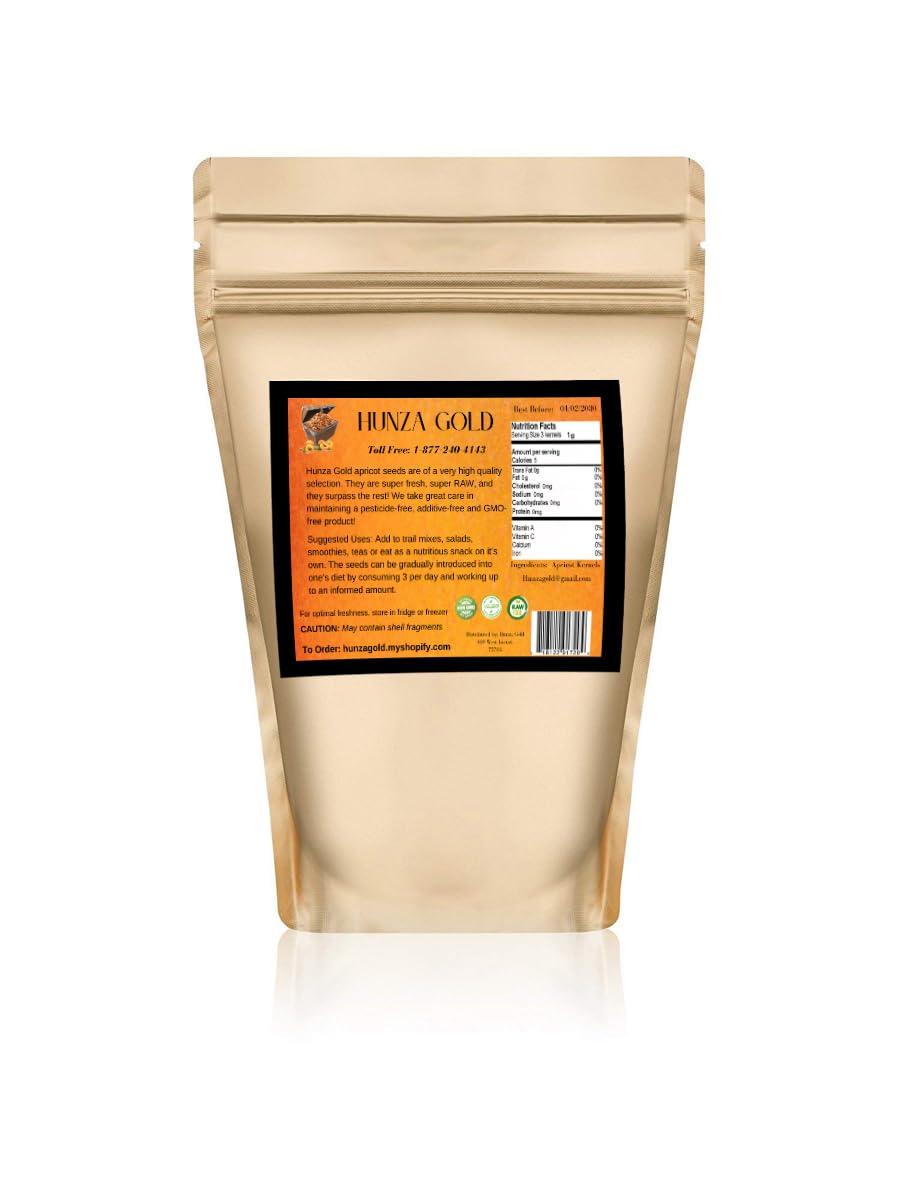 Hunza Gold Apricot Kernels, 1 lb Package (16 oz) Raw, Bitter & Biological