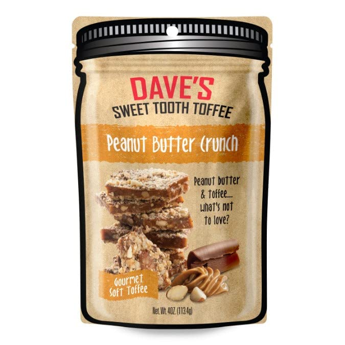 Dave's Sweet Tooth Toffee - Peanut Butter Crunch Toffee Gift Set (4 oz. x 3) - Homemade & Handmade Peanut Butter Gourmet Soft Toffee with Real Butter
