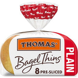 Thomas' Plain Bagel Thins, 8 Pre-Sliced Bagels with No High Fructose Corn Syrup, 13 Oz