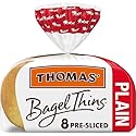 Thomas' Plain Bagel Thins, 8 Pre-Sliced Bagels with No High Fructose Corn Syrup, 13 Oz