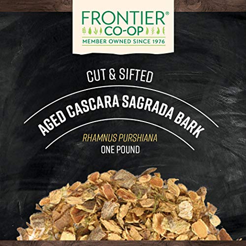Frontier Co-op Cut and Sifted Wildcrafted Cascara Sagrada Bark 1lb - Aged Buckthorn Bark, Bulk Wholesale Bag