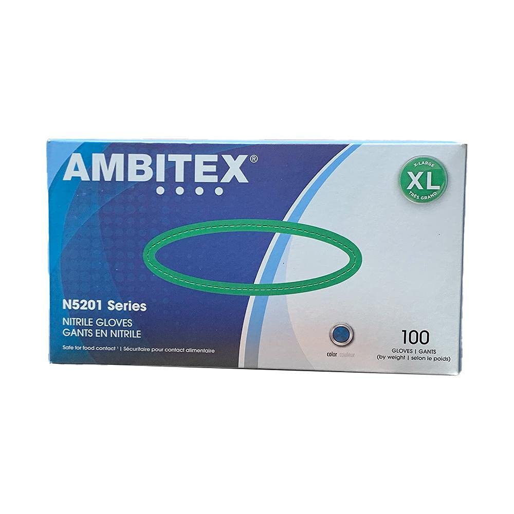 Tradex International Powder-Free Nitrile General Purpose Gloves, X-Large, Blue, Box of 100