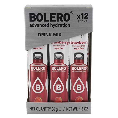 Bolero- Sugar Free Drink Mix Packets Strawberry Fruit Flavors | Powdered Flavored Water Packets | 36 Singles Sticks On The Go Packets
