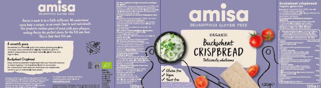 Amisa Organic Gluten Free Crispbread - Buckwheat (150g) - Pack of 6