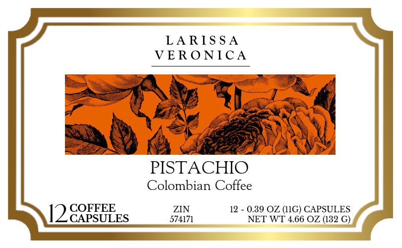Pistachio Colombian Coffee (Single Serve K-Cup Pods) (Gourmet, Naturally Flavored, Whole Coffee Beans) (12 pods, ZIN: 574171) - 2 Pack
