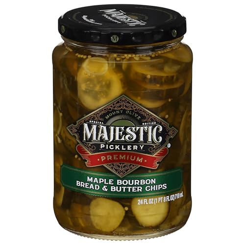 Mt Olive, Majestic Picklery Premium Maple Bourbon Bread Butter Chips, 24 Fl Oz