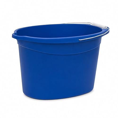 CORVANTA GLOBAL 12 Quart Plastic Oval Bucket, Blue Multi-Purpose Utility Pail for Cleaning, Storage, Rinsing, Laundry, Car Wash, Home, Garage, Indoor