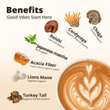 VIBREW GLP-1 Friendly Fiber Supplement- Prebiotic Fiber (6.4g) + Low-Caffeine Organic Arabica + Matcha + Mushrooms for Focus, Energy, Gut Health