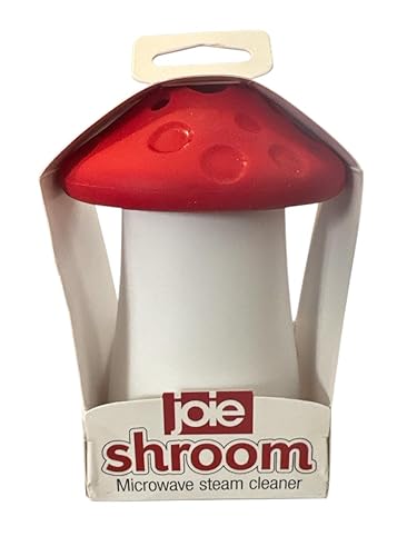 MSC International Joie Shroom Microwave Steam Cleaner, Mushroom-Shaped, Red and White, Cleans with Vinegar and Water, Dishwasher Safe