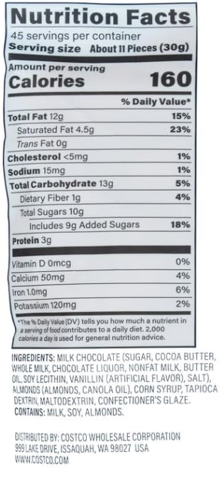 Almonds, Milk Chocolate- Kirkland Signatur'e, 3 lb by Life of style