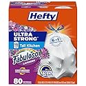 Hefty Ultra Strong 13 Gallon Trash Bags, Tall Kitchen Trash Bags 13 Gallon Size, Resist Leaks, Punctures, and Rips, Continuous Odor Control, White