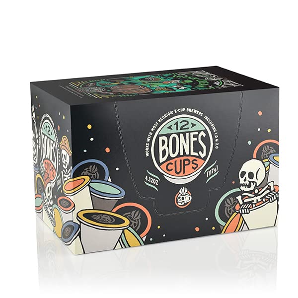 Bones Coffee Company Flavored Coffee Bones Cups Irish Cream Flavored Pods | 12ct Single-Serve Coffee Pods Compatible with Keurig 1.0 & 2.0 Keurig