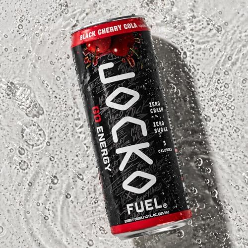 Jocko Fuel GO Energy Drinks, Black Cherry Cola - 95mg Caffeine with Added Adaptogens, Vitamin B12 & B6, & L Theanine for Mood & Focus Support, No
