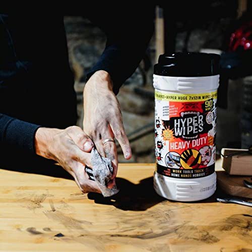Hyper Wipes, 6 Pack Heavy Duty Hand & Tool Cleaning Wipes, 8"x12" Size Multi-Surface Cleaning Wipes, Degreasing, All Purpose Cleaner, Bathroom