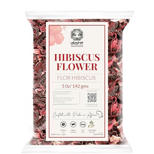 Dried Whole Hibiscus Flowers -5 oz, Flor de Jamaica, Sorrel Flower, Zobo Flower, Flor De Jamaica Secas, Non-GMO, Caffeine-Free. Perfect for Mexican
