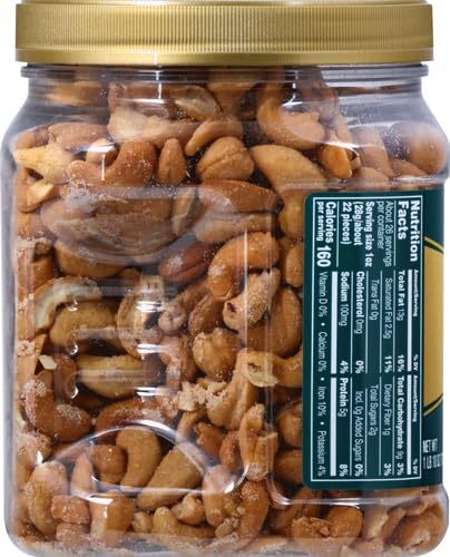 PLANTERS Fancy Whole Cashews with Sea Salt, 26 Ounces ( Pack of 1) Resealable Jar - Made with Simple Ingredients - Good Source of Vitamins