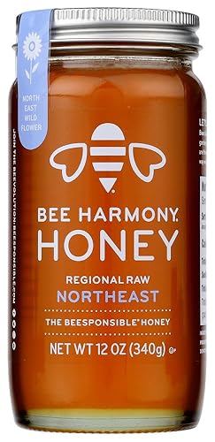 BEE HARMONY, HONEY, RAW, REGIONL N EAST, Pack of 6, Size 12 OZ - No Artificial Ingredients Kosher