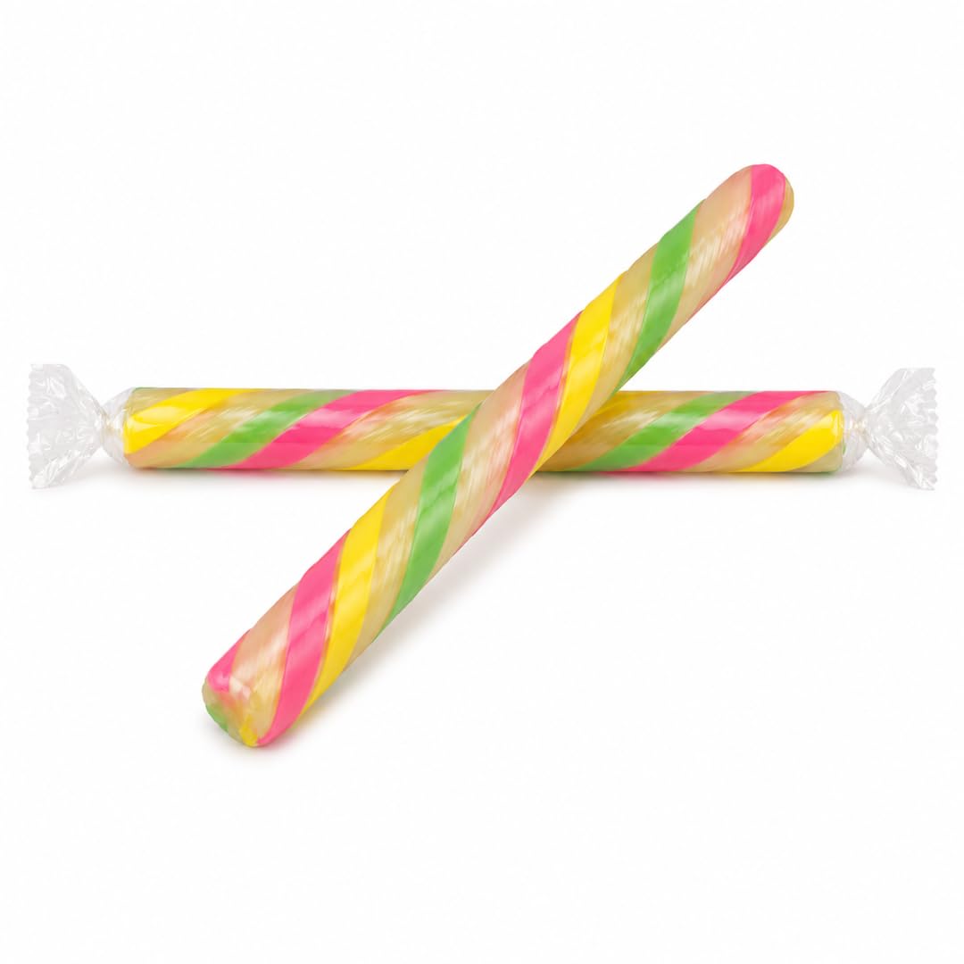 Old Fashioned Candy Sticks - Pack of 10 - Tutti Frutti - Individually Wrapped 5 in. Sticks - One 10 Count Box